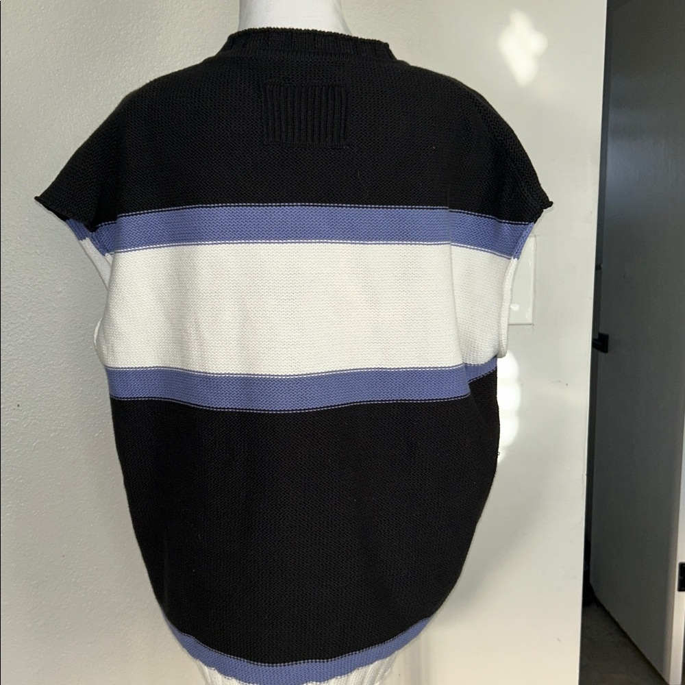 We The Free Free People Tommi Striped Sweater Vest Black White Purple M - Picture 8 of 13